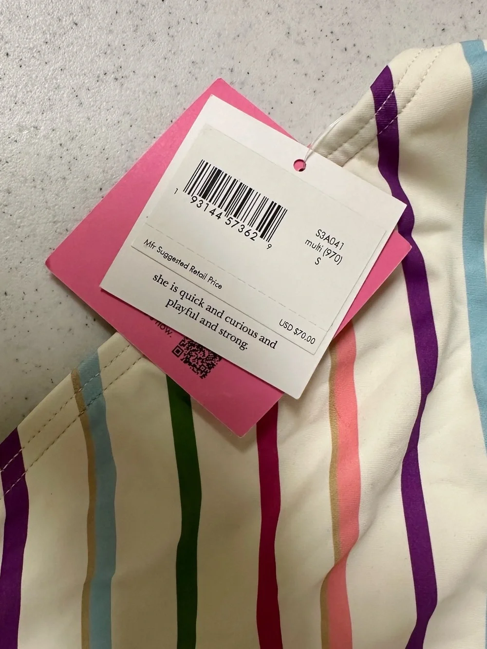 Kate Spade Multi Striped Bikini Top and Bottom NWT